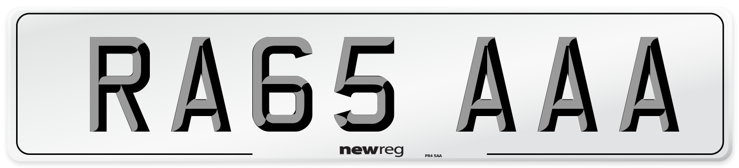 RA65 AAA Number Plate from New Reg